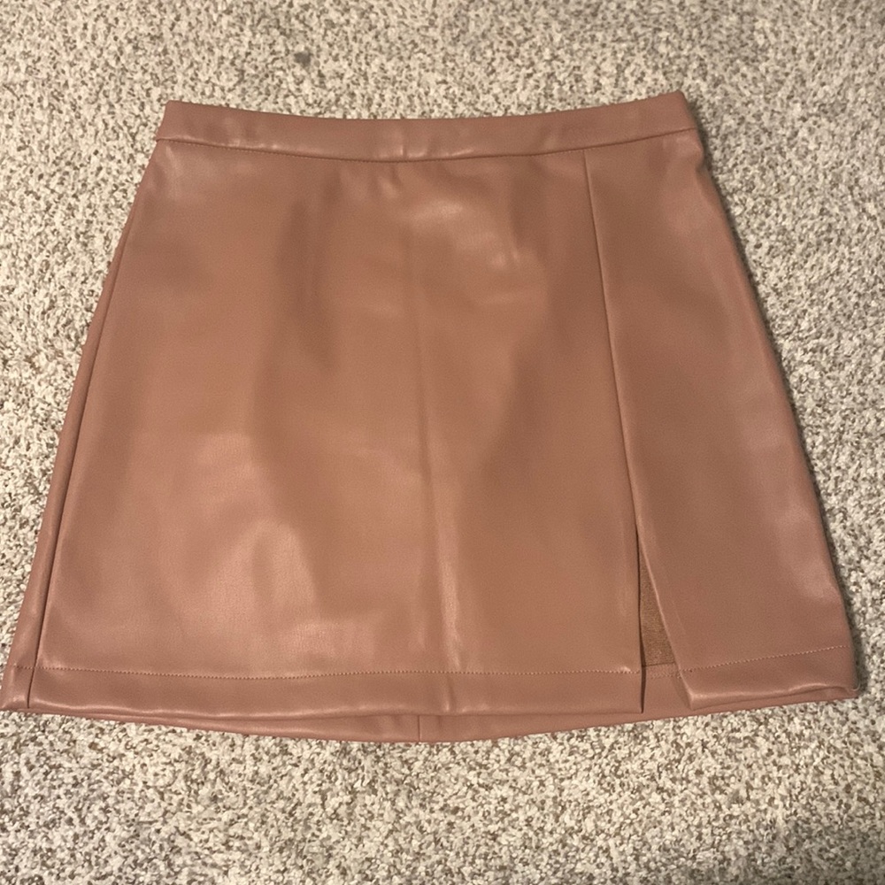 Mauve pink leather look Abercrombie mini skirt